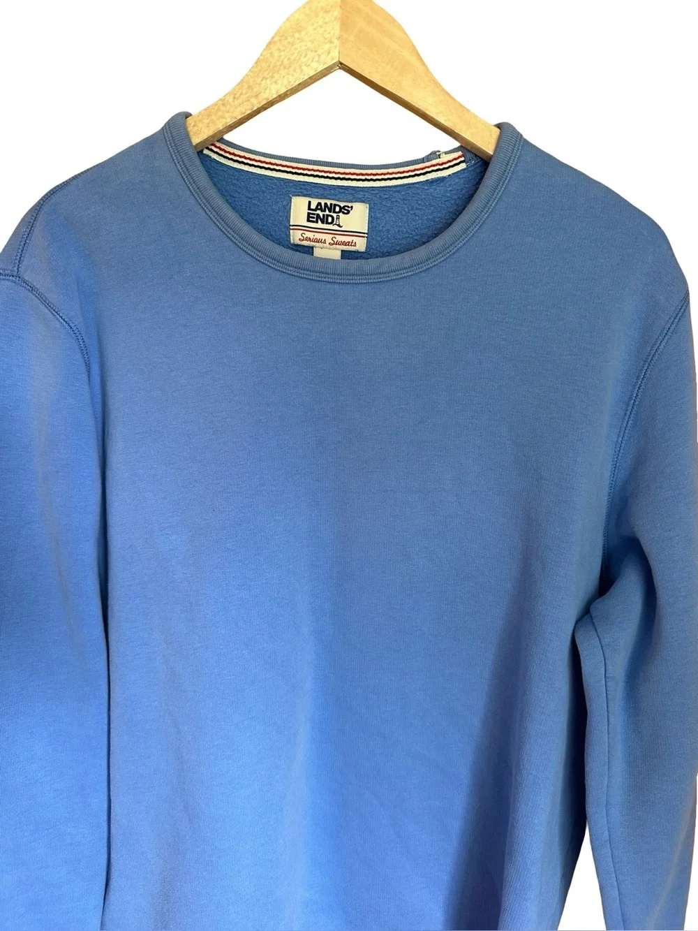 Lands' End 100% Cotton Men's Periwinkle Crewneck Sweatshirt Sz L